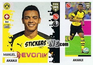 Sticker Manuel Akanji - FIFA 365: 2018-2019. Blue backs n. 160 - Panini
