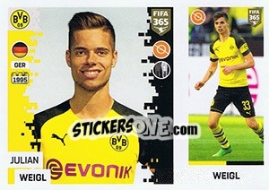 Sticker Julian Weigl - FIFA 365: 2018-2019. Blue backs n. 162 - Panini