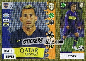 Sticker Carlos Tevez - FIFA 365: 2018-2019. Blue backs - Panini