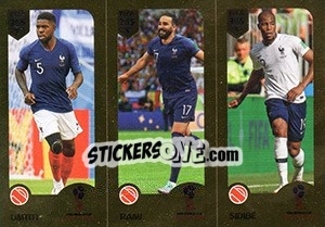 Sticker Umtiti / Adil Rami / Sidibe - FIFA 365: 2018-2019. Blue backs - Panini