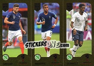 Sticker Giroud / Mbappé / Ousmane Dembélé - FIFA 365: 2018-2019. Blue backs n. 410 - Panini