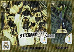 Sticker Real Madrid CF / Trophy - FIFA 365: 2018-2019. Blue backs - Panini