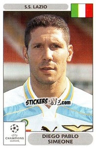 Sticker Diego Pablo Simeone - UEFA Champions League 2000-2001 n. 90 - Panini