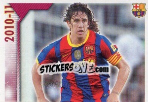 Sticker Puyol in action (1 of 2) - FC Barcelona 2010-2011 - Panini