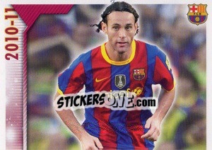 Cromo Milito in action (1 of 2) - FC Barcelona 2010-2011 - Panini