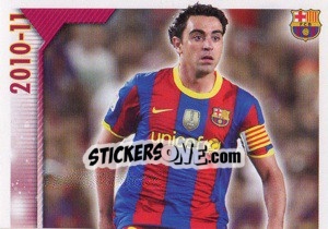 Cromo Xavi in action (1 of 2) - FC Barcelona 2010-2011 - Panini