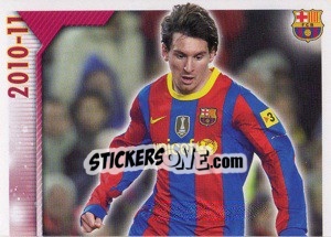 Cromo Messi in action (1 of 2) - FC Barcelona 2010-2011 - Panini
