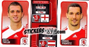 Sticker Andrew Taylor / Emanuel Pogatetz  - Coca-Cola Championship 2009-2010 n. 165 - Panini