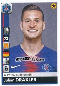 Sticker Julian Draxler - FOOT 2018-2019 n. 363 - Panini