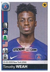 Figurina Timothy Weah - FOOT 2018-2019 - Panini