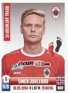 Cromo Simen Juklerød - Belgian Pro League 2018-2019 - Panini