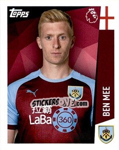 Sticker Ben Mee - Premier League Inglese 2018-2019 - Topps