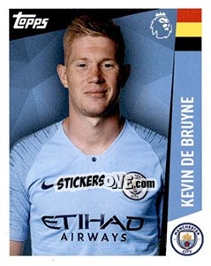 Sticker Kevin De Bruyne - Premier League Inglese 2018-2019 n. 207 - Topps