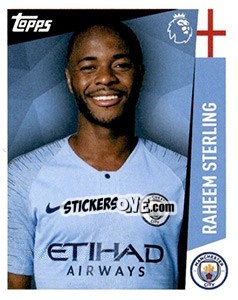 Figurina Raheem Sterling - Premier League Inglese 2018-2019 - Topps