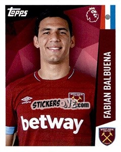 Sticker Fabian Balbuena - Premier League Inglese 2018-2019 n. 288 - Topps