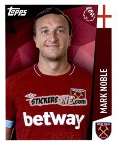 Sticker Mark Noble - Premier League Inglese 2018-2019 n. 291 - Topps