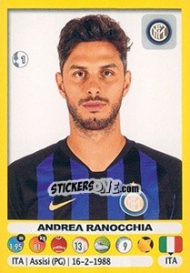 Figurina Andrea Ranocchia - Calciatori 2018-2019 - Panini