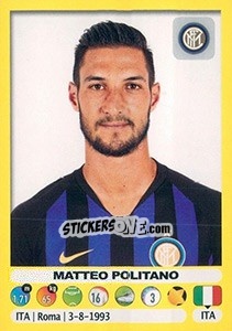Sticker Matteo Politano - Calciatori 2018-2019 - Panini