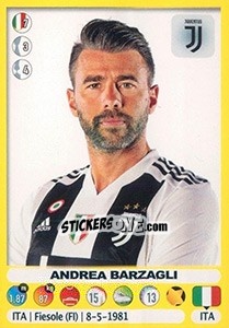 Sticker Andrea Barzagli - Calciatori 2018-2019 n. 260 - Panini