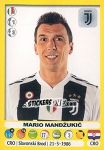 Sticker Mario Mandžukic - Calciatori 2018-2019 n. 279 - Panini