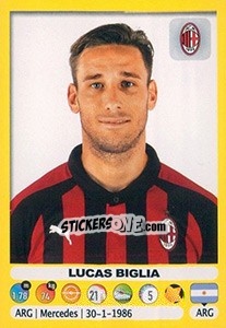 Sticker Lucas Biglia - Calciatori 2018-2019 n. 328 - Panini