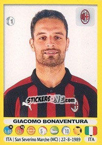 Cromo Giacomo Bonaventura - Calciatori 2018-2019 - Panini