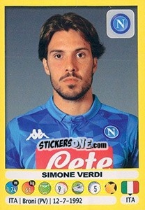 Sticker Simone Verdi - Calciatori 2018-2019 - Panini