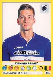 Sticker Dennis Praet - Calciatori 2018-2019 n. 442 - Panini