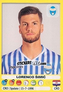 Cromo Lorenco Šimic - Calciatori 2018-2019 - Panini