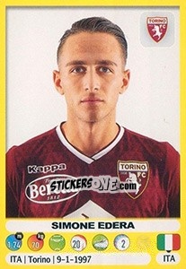 Cromo Simone Edera - Calciatori 2018-2019 - Panini