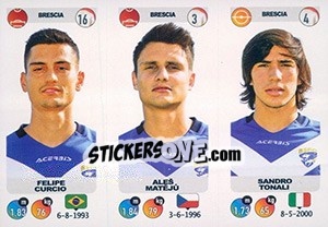 Figurina Felipe Curcio / Aleš Mateju / Sandro Tonali - Calciatori 2018-2019 - Panini