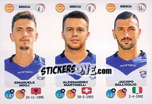 Cromo Emanuele Ndoj / Alessandro Martinelli / Jacopo Dall'Oglio - Calciatori 2018-2019 - Panini