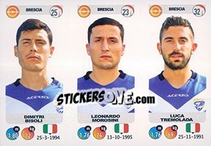 Sticker Dimitri Bisoli / Leonardo Morosini / Luca Tremolada - Calciatori 2018-2019 n. 586 - Panini