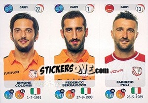 Sticker Simone Colombi / Federico Serraiocco / Fabrizio Poli - Calciatori 2018-2019 n. 590 - Panini