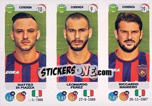 Sticker Matteo Di Piazza / Leonardo Perez / Riccardo Maniero - Calciatori 2018-2019 - Panini