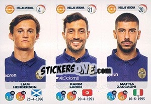 Figurina Liam Henderson / Karim Laribi / Mattia Zaccagni - Calciatori 2018-2019 - Panini