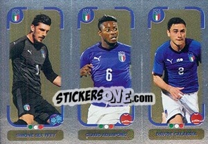 Sticker Simone Scuffet / Claud Adjapong / Davide Calabria - Calciatori 2018-2019 n. 725 - Panini