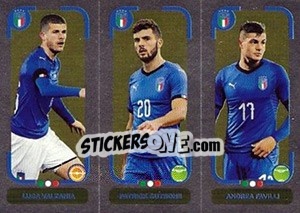 Figurina Luca Valzania / Patrick Cutrone / Andrea Favilli - Calciatori 2018-2019 - Panini