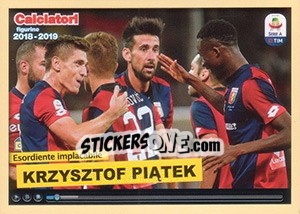 Figurina Esordiente implacabile Krzysztof Piątek - Calciatori 2018-2019 - Panini