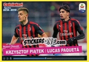Sticker Nuovi Diavoli Krzysztof Piątek / Lucas Paquetá - Calciatori 2018-2019 n. C11 - Panini