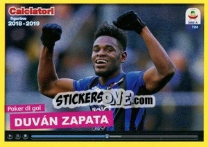 Figurina Poker di gol Duván Zapata - Calciatori 2018-2019 - Panini