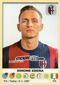 Cromo Simone Edera (Bologna) - Calciatori 2018-2019 - Panini