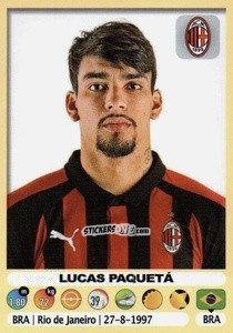 Sticker Lucas Paquetá (Milan) - Calciatori 2018-2019 n. M34 - Panini