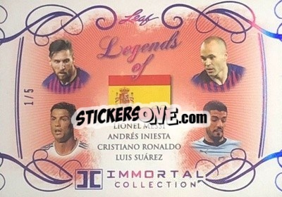 Sticker Lionel Messi / Andrés Iniesta / Cristiano Ronaldo / Luis Suárez - Soccer Immortal Collection 2018 n. LO-03p - Leaf