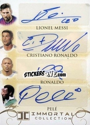 Sticker Lionel Messi / Cristiano Ronaldo / Ronaldo / Pelé - Soccer Immortal Collection 2018 n. QA-01 - Leaf