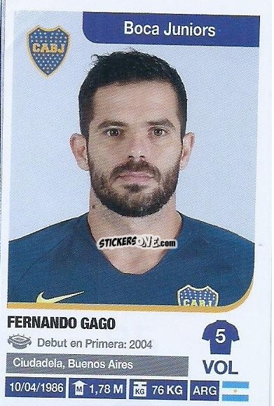 Sticker Fernando Gago - Fùtbol Argentino 2018-2019 n. 85 - Panini