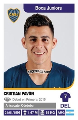 Sticker Cristian Pavón - Fùtbol Argentino 2018-2019 n. 90 - Panini