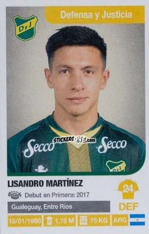 Sticker Lisandro Martínez - Fùtbol Argentino 2018-2019 n. 112 - Panini