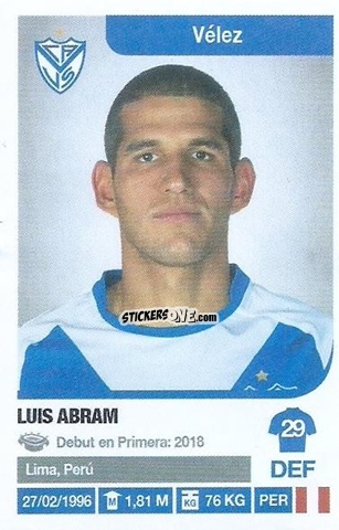 Sticker Luis Abram - Fùtbol Argentino 2018-2019 n. 382 - Panini