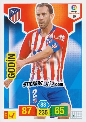 Sticker Godín - Liga Santander 2018-2019. Adrenalyn XL n. 39 - Panini